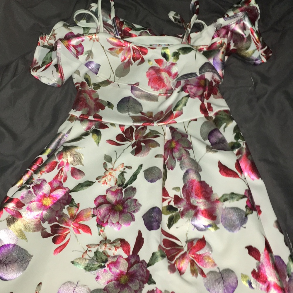 white with flower dress
